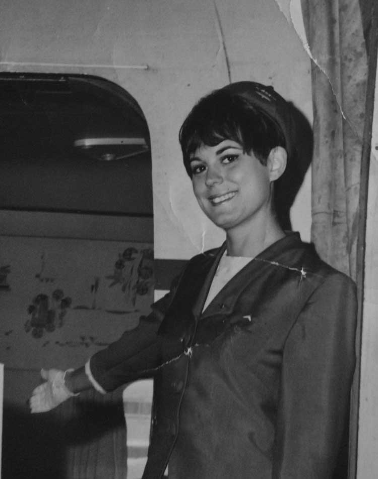 Mary Klug as a Delta Air Lines stewardess