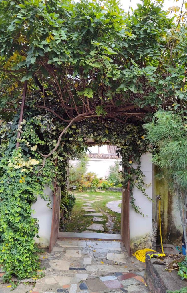 Entrance to gardens at couple's home in China